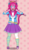 Size: 350x600 | Tagged: safe, artist:punchietheneko, pinkie pie, human, g4, belt, cat tail, clothes, cute, eared humanization, female, humanized, kisekae, pantyhose, patterned background, pony coloring, shoes, skirt, socks, solo, striped socks, tailed humanization