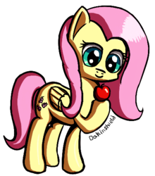 Size: 419x477 | Tagged: safe, artist:shaliwolf, fluttershy, pony, g4, apple, female, food, simple background, solo, transparent background