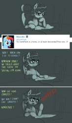 Size: 1054x1788 | Tagged: safe, artist:dankflank, oc, oc only, oc:dankflank, earth pony, pony, author avatar, bags under eyes, comments, computer, female, mare, screaming, smoking, solo, sweat, text