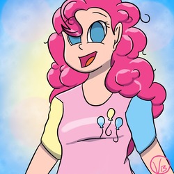 Size: 1024x1024 | Tagged: safe, artist:octavia-melody23, pinkie pie, human, g4, clothes, female, humanized, open mouth, solo