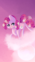 Size: 675x1200 | Tagged: safe, artist:victoriathething, pinkie pie, pony, g4, cloud, female, solo