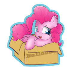 Size: 1050x1000 | Tagged: safe, artist:klemm, pinkie pie, earth pony, pony, g4, box, cute, diapinkes, female, lidded eyes, pony in a box, sleepy, solo