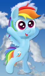 Size: 1200x2000 | Tagged: safe, artist:spellboundcanvas, rainbow dash, pony, g4, chibi, cute, female, filly, filly rainbow dash, solo, younger