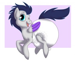 Size: 1280x1047 | Tagged: safe, artist:tailbiter, oc, oc only, oc:switch, oc:switch storm, pegasus, pony, diaper, female, non-baby in diaper, poofy diaper, solo