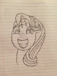 Size: 2448x3264 | Tagged: safe, artist:whobawhats, starlight glimmer, pony, g4, bust, female, heart eyes, high res, lined paper, pencil drawing, smiling, solo, traditional art, wingding eyes