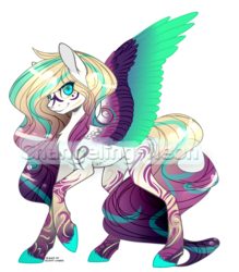 Size: 857x979 | Tagged: safe, artist:changeling-neon, oc, oc only, oc:aurora risk, pegasus, pony, colored wings, colored wingtips, multicolored wings, simple background, solo, spread wings, transparent background, watermark, wings