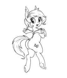 Size: 685x801 | Tagged: safe, artist:silver1kunai, oc, oc only, bat pony, pony, 4chan, butt, drawthread, looking back, monochrome, open mouth, plot, solo, underhoof