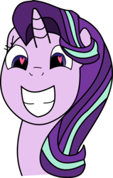 Size: 1442x2271 | Tagged: safe, anonymous artist, starlight glimmer, pony, unicorn, g4, cute, female, glimmerbetes, heart, heart eyes, huge grin, simple background, smiling, solo, transparent background, wingding eyes