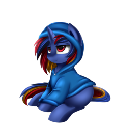 Size: 2550x2850 | Tagged: safe, artist:pridark, oc, oc only, pony, unicorn, clothes, commission, female, high res, hoodie, mare, simple background, smiling, solo, sweater, transparent background