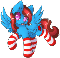 Size: 1930x1842 | Tagged: safe, artist:sapphfyr, oc, oc only, oc:lucid heart, pegasus, pony, clothes, cute, female, mare, simple background, socks, solo, striped socks, tongue out, transparent background