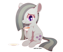 Size: 1206x1000 | Tagged: safe, artist:sion, marble pie, earth pony, pony, g4, cup, female, simple background, solo, teacup, white background
