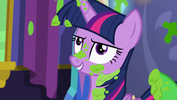 Size: 1920x1080 | Tagged: safe, screencap, twilight sparkle, alicorn, pony, a flurry of emotions, g4, season 7, female, mare, mashed peas, solo, twilight sparkle (alicorn), twilight's castle