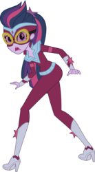 Size: 2208x3999 | Tagged: safe, artist:optimus97, sci-twi, twilight sparkle, equestria girls, equestria girls specials, g4, movie magic, boots, clothes, costume, female, goggles, high heel boots, high res, looking at you, mask, masked matter-horn costume, power ponies, shoes, simple background, solo, transparent background, vector
