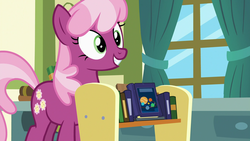 Size: 1920x1080 | Tagged: safe, screencap, cheerilee, earth pony, pony, a flurry of emotions, g4, alien alicorns versus space pirates, book, bookshelf, cheeribetes, cute, female, i hope we hear a story from cheerilee, ponyville schoolhouse, solo, window