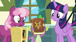 Size: 1920x1080 | Tagged: safe, edit, edited screencap, screencap, cheerilee, spike, twilight sparkle, alicorn, dragon, pony, big book of fetishes, a flurry of emotions, g4, book, cover, fetish, ponyville schoolhouse, twilight sparkle (alicorn)