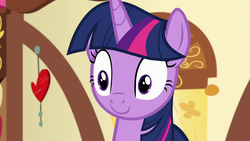 Size: 1920x1080 | Tagged: safe, screencap, twilight sparkle, alicorn, pony, a flurry of emotions, g4, female, mare, smiling, solo, sugarcube corner, twilight sparkle (alicorn)