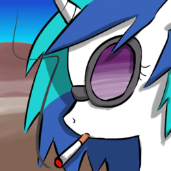 Size: 1024x1024 | Tagged: safe, artist:fluor1te, dj pon-3, vinyl scratch, pony, unicorn, g4, bust, cigarette, female, glasses, portrait, profile, solo