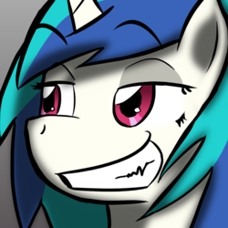 Size: 1200x1200 | Tagged: dead source, safe, artist:fluor1te, dj pon-3, vinyl scratch, pony, unicorn, g4, bust, female, portrait, reaction image, smug, solo