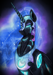 Size: 1432x1999 | Tagged: safe, artist:not-ordinary-pony, nightmare moon, alicorn, pony, robot, robot pony, g4, female, helmet, mare, solo