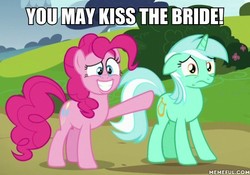 Size: 600x420 | Tagged: source needed, safe, edit, edited screencap, screencap, lyra heartstrings, pinkie pie, pony, g4, rock solid friendship, season 7, cropped, image macro, meme, memeful.com, mermaid man and barnacle boy, spongebob squarepants