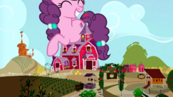 Size: 1366x768 | Tagged: safe, artist:cmwaters, sugar belle, pony, g4, female, giant pony, giant unicorn, giantess, macro, solo, sweet apple acres