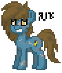 Size: 225x265 | Tagged: safe, artist:radical user 76, oc, oc only, oc:elektra energy, pony, a surprising amount of hair, dirty, energy drink, eye scar, hobo, hobo pony, homeless, scar, simple background, solo, white background