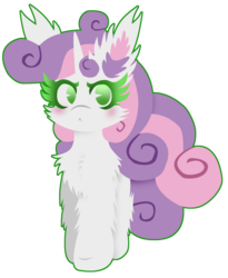 Size: 1326x1616 | Tagged: safe, artist:vanillaswirl6, derpibooru exclusive, sweetie belle, pony, unicorn, g4, 30 minute art challenge, :<, blushing, cheek fluff, chest fluff, colored eyelashes, cute, daaaaaaaaaaaw, diasweetes, ear fluff, female, filly, fluffy, looking at you, no pupils, outline, photoshop, simple background, solo, transparent background, vanillaswirl6 is trying to murder us