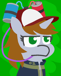 Size: 555x686 | Tagged: safe, artist:threetwotwo32232, oc, oc only, oc:littlepip, pony, unicorn, fallout equestria, abstract background, baseball cap, bust, cap, clothes, drinking hat, fallout, fanfic, fanfic art, female, hat, horn, jumpsuit, lineless, mare, portrait, solo, vault suit
