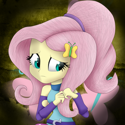 Size: 4000x4000 | Tagged: safe, artist:vicakukac200, fluttershy, equestria girls, g4, my little pony equestria girls: friendship games, absurd resolution, alternate hairstyle, breasts, clothes, female, hairclip, looking away, solo