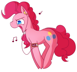 Size: 996x924 | Tagged: safe, artist:amazingmollusk, pinkie pie, earth pony, pony, g4, female, heavy metal, korn, music, music notes, open mouth, pie daily, simple background, solo, transparent background