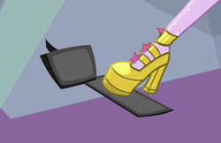 Size: 1370x888 | Tagged: safe, screencap, sci-twi, twilight sparkle, equestria girls, equestria girls specials, g4, my little pony equestria girls: dance magic, clothes, cropped, driving, high heels, legs, pedal, pictures of legs, platform shoes, shoes, solo