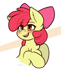 Size: 2500x3000 | Tagged: safe, artist:whitepone, part of a set, apple bloom, earth pony, pony, g4, adorabloom, blushing, bow, bust, chest fluff, cute, female, filly, foal, high res, portrait, solo, turned head