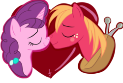 Size: 2119x1445 | Tagged: safe, artist:silversthreads, big macintosh, sugar belle, earth pony, pony, unicorn, g4, hard to say anything, digital art, female, heart, male, nuzzling, ship:sugarmac, shipping, simple background, straight, transparent background