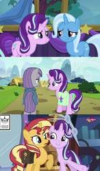 Size: 359x613 | Tagged: safe, edit, edited screencap, screencap, maud pie, starlight glimmer, sunset shimmer, trixie, pony, unicorn, equestria girls, equestria girls specials, g4, my little pony equestria girls: mirror magic, no second prances, rock solid friendship, magical trio, needs more jpeg