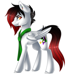 Size: 2622x2626 | Tagged: safe, artist:scarlet-spectrum, oc, oc only, pegasus, pony, clothes, high res, male, scarf, simple background, slender, smiling, solo, stallion, thin, transparent background