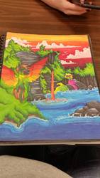 Size: 747x1328 | Tagged: safe, artist:damonthedeer, oc, oc only, merpony, pony, scenery, traditional art