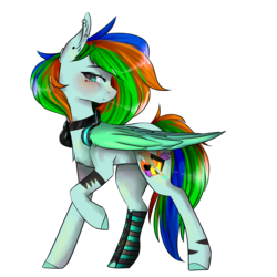 Size: 3000x3000 | Tagged: safe, artist:crimsonnight888, oc, oc only, oc:andri dash klor, pegasus, pony, art trade, clothes, headphones, high res, markings, simple background, solo, transparent background