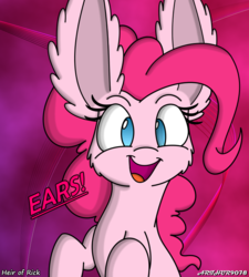 Size: 720x800 | Tagged: safe, artist:arthur9078, artist:heir-of-rick, pinkie pie, earth pony, pony, g4, female, impossibly large ears, open mouth, smiling, solo