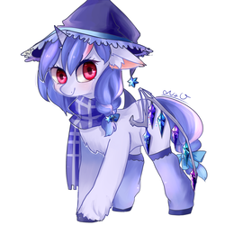 Size: 2362x2362 | Tagged: safe, artist:nitrogenowo, oc, oc only, oc:cellardoor, pony, unicorn, clothes, colored pupils, cute, female, floppy ears, hat, high res, mare, simple background, solo, white background, witch, witch hat