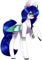Size: 1294x1813 | Tagged: safe, artist:alithecat1989, oc, oc only, oc:softshell, changeling, colored wings, raised hoof, simple background, solo, transparent background
