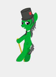Size: 2550x3509 | Tagged: safe, artist:anonymous, oc, oc only, earth pony, pony, 0chan, bipedal, cane, hat, high res, ponified, simple background, solo, top hat, white background
