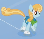 Size: 153x135 | Tagged: safe, screencap, sun streak, earth pony, pony, g4, winter wrap up, background pony, clothes, cropped, female, ice skates, ice skating, mare, skates, skating, solo, vest