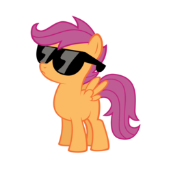Size: 4800x4800 | Tagged: dead source, safe, artist:austiniousi, part of a set, scootaloo, pegasus, pony, g4, absurd resolution, blank flank, female, filly, foal, simple background, solo, spread wings, sunglasses, transparent background, vector, wings