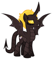 Size: 1024x1205 | Tagged: safe, artist:das_leben, oc, oc only, demon pony, pony, curved horn, fangs, horn, simple background, solo, transparent background, vector, wings, yellow eyes, yellow sclera