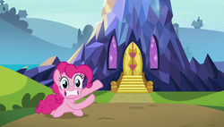 Size: 1920x1090 | Tagged: safe, screencap, pinkie pie, earth pony, pony, g4, rock solid friendship, faic, female, mare, solo, twilight's castle