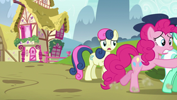 Size: 1920x1090 | Tagged: safe, screencap, bon bon, lyra heartstrings, pinkie pie, sweetie drops, earth pony, pony, g4, rock solid friendship