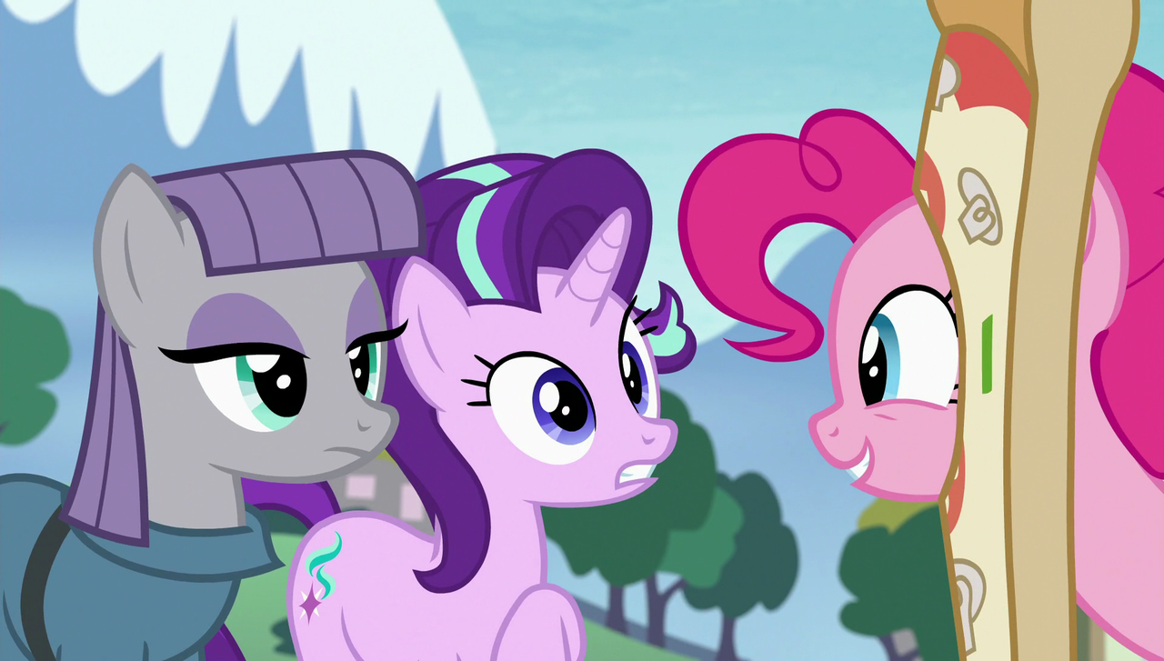 1428348 safe, screencap, maud pie, pinkie pie, starlight glimmer, pony, rock solid friendship