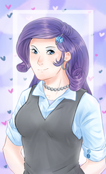 Size: 2000x3300 | Tagged: safe, artist:dedonnerwolke, rarity, human, g4, clothes, female, high res, humanized, looking at you, smiling, solo