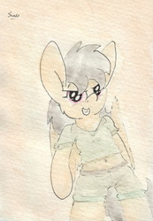 Size: 688x994 | Tagged: safe, artist:slightlyshade, daring do, anthro, g4, arm hooves, female, solo, traditional art