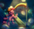 Size: 2000x1730 | Tagged: safe, artist:discorded, pinkie pie, earth pony, pony, g4, rock solid friendship, cavern, eyes closed, female, hard hat, harp, hat, helmet, mare, mining helmet, musical instrument, scene interpretation, solo